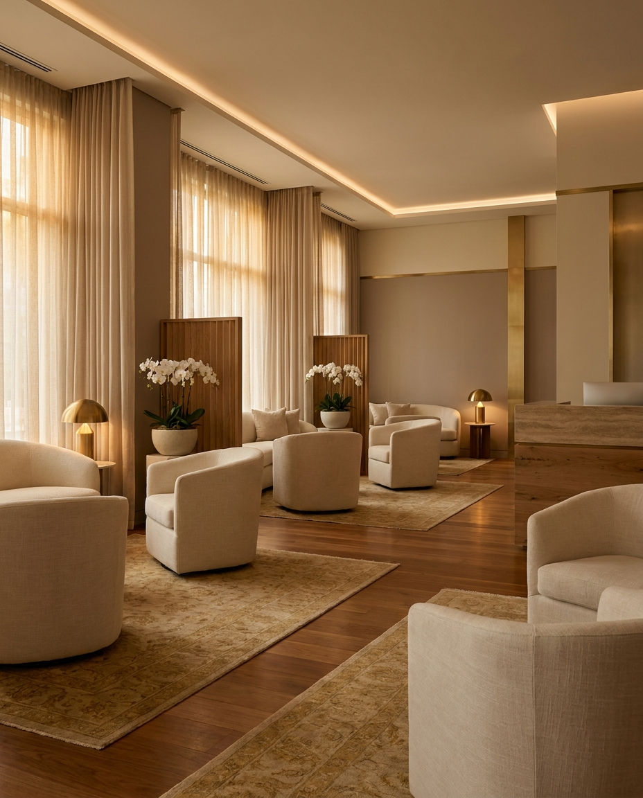 The serene, spa-like interior of Serenity Dental Spa