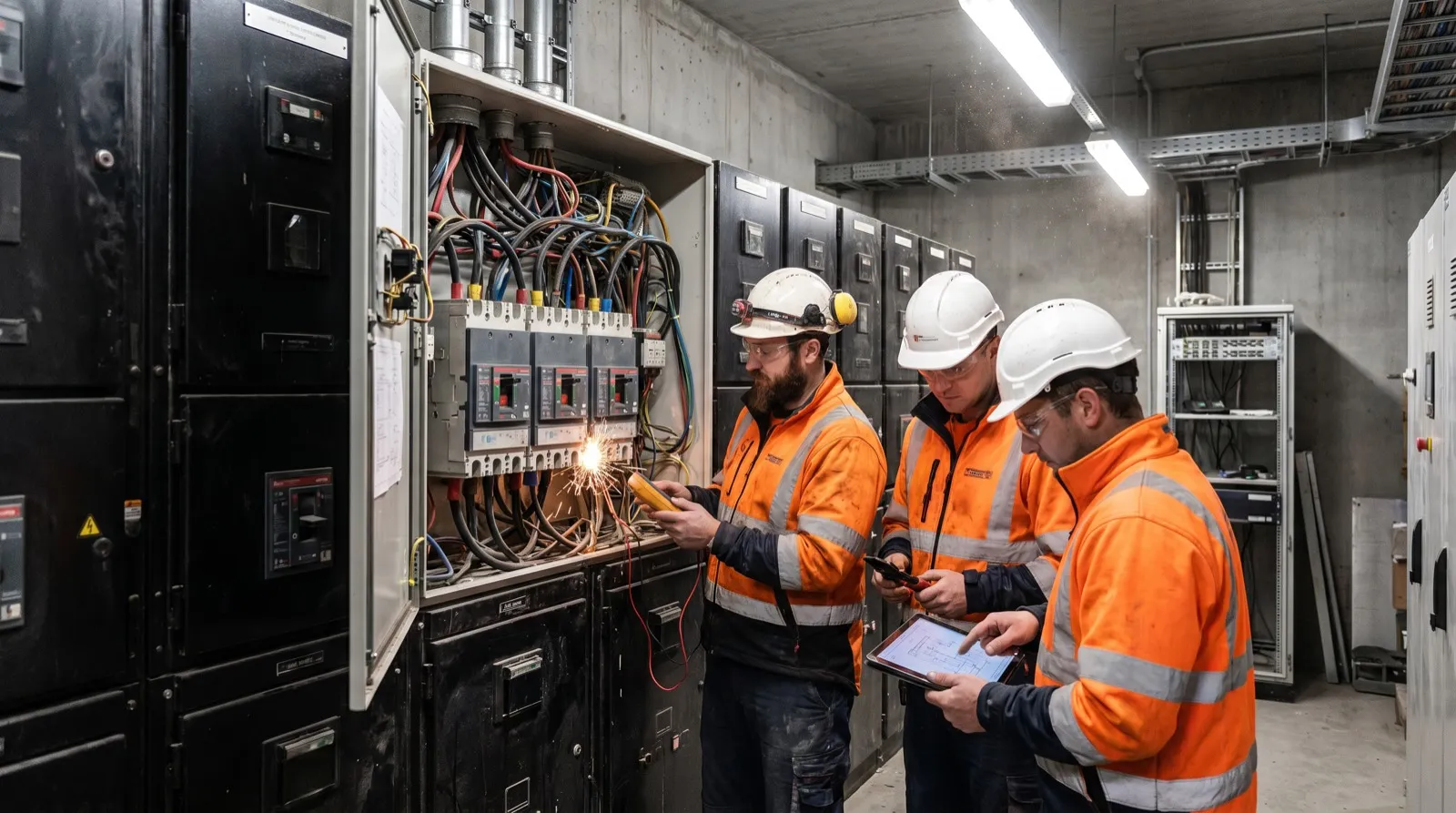 The Ironclad Electrical crew on the tools