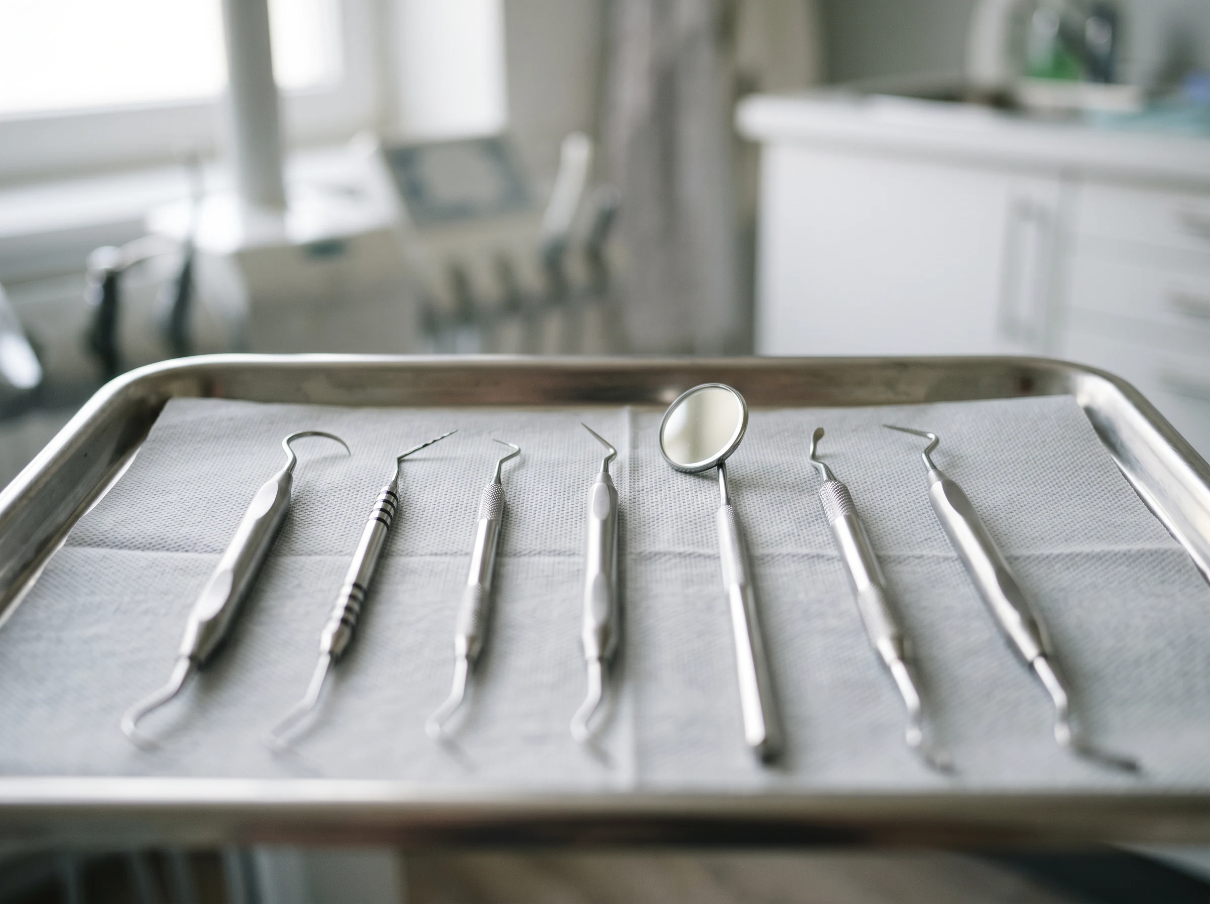 Close-up of professional dental practices work