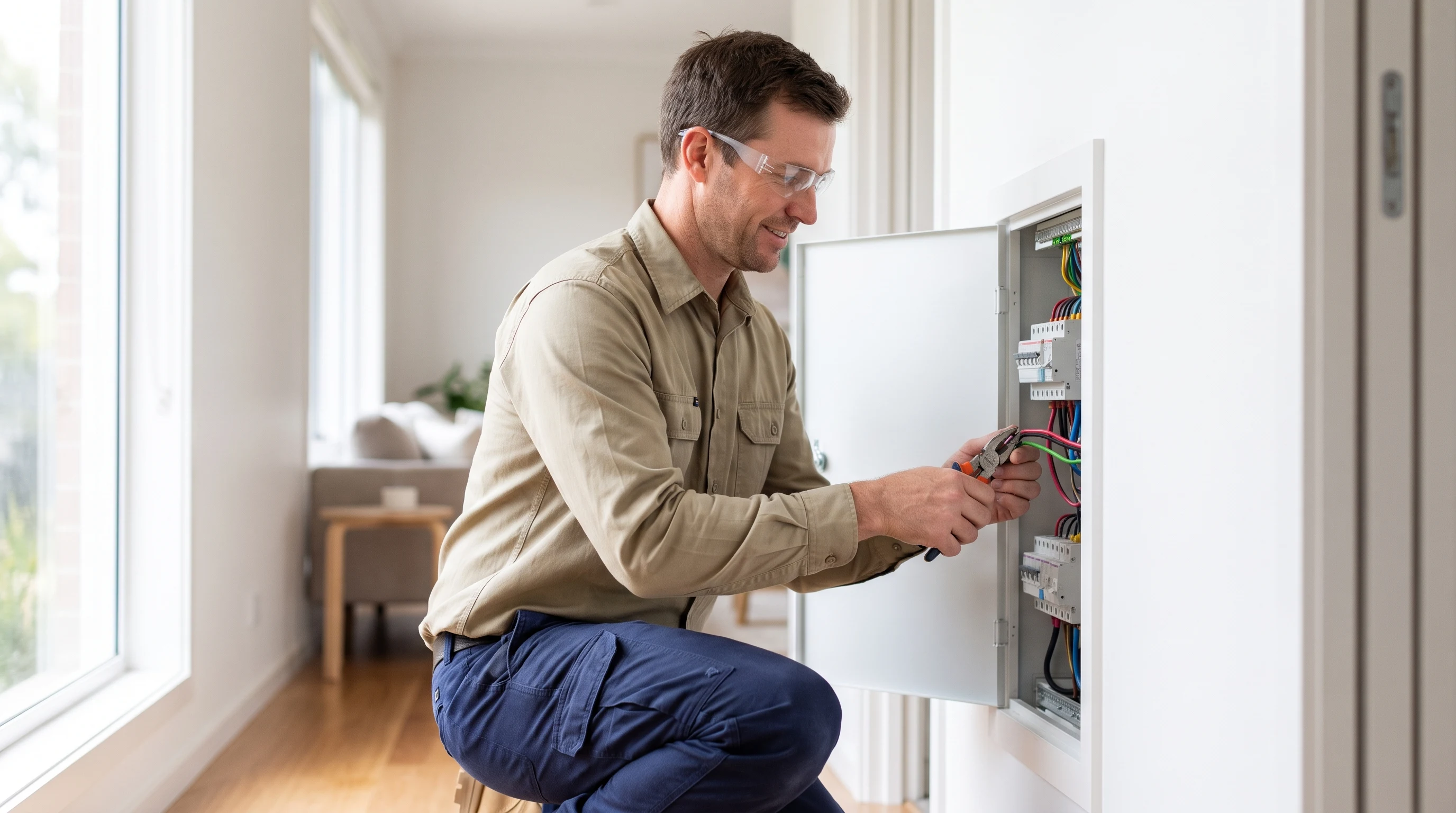 Electricians at work on a Brisbane job