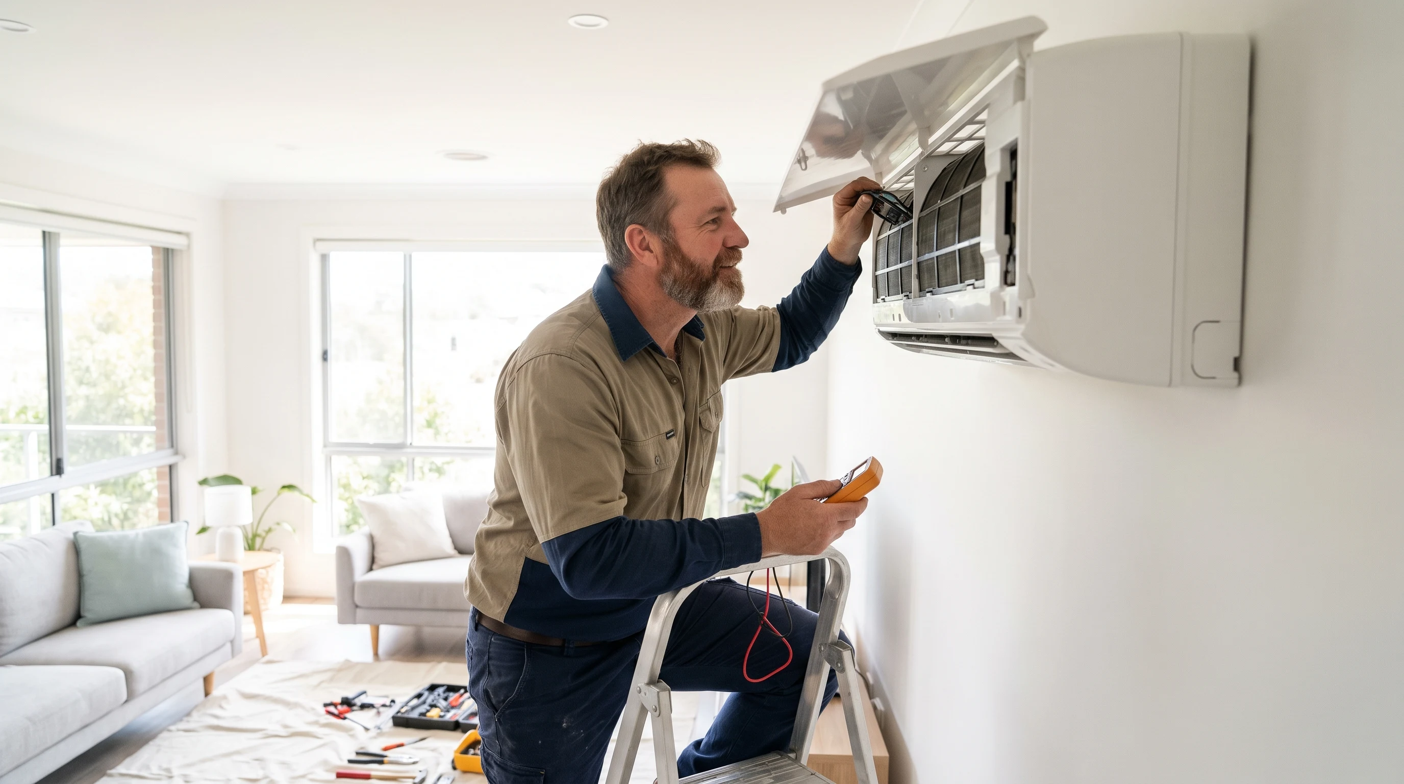 HVAC Contractors at work on a Brisbane job