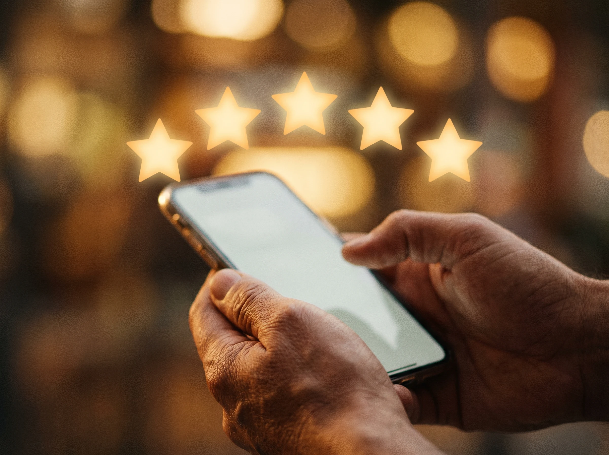 Five-star Google reviews concept for a New Farm business