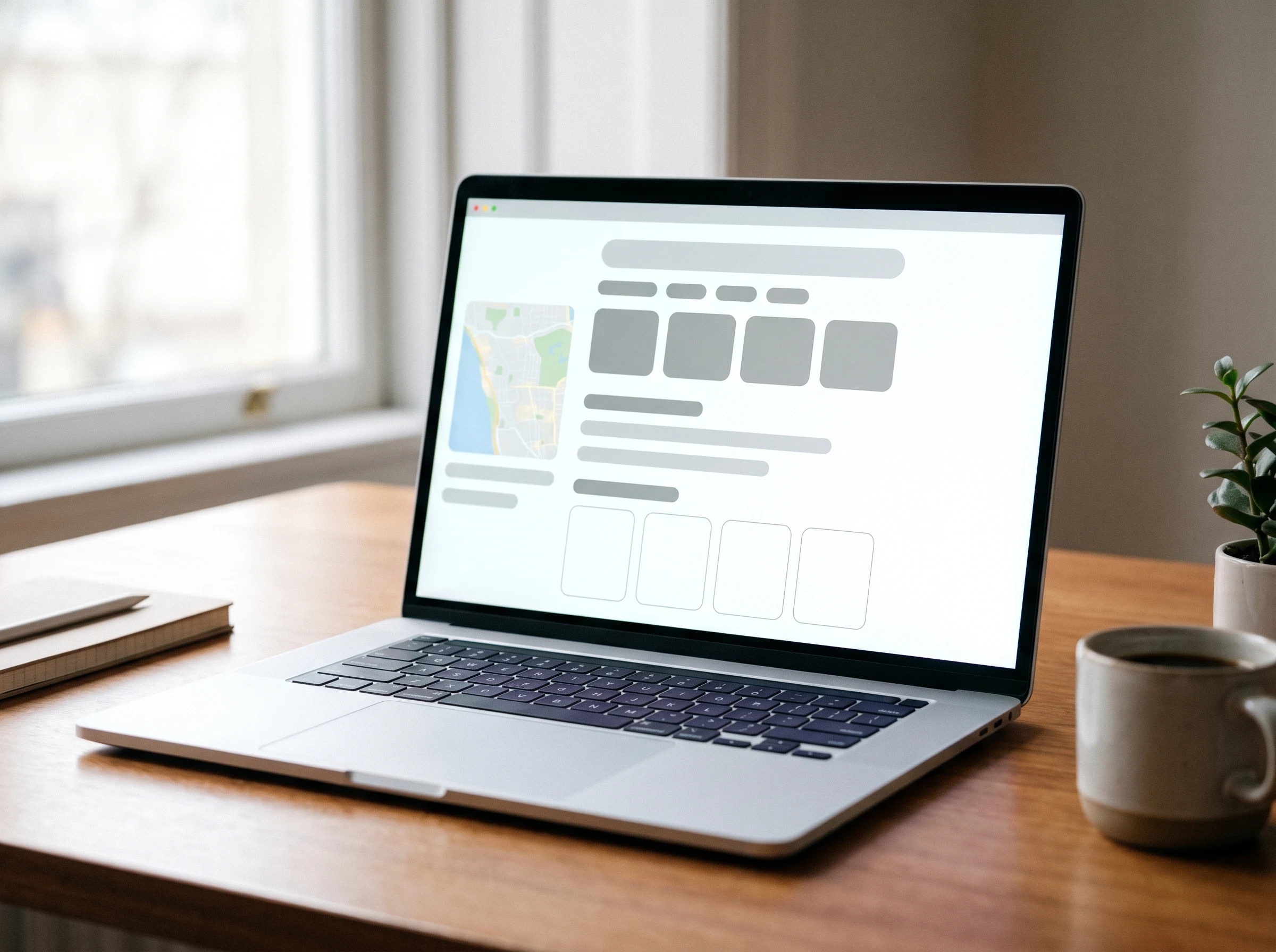 Local search results shown on a laptop for New Farm businesses