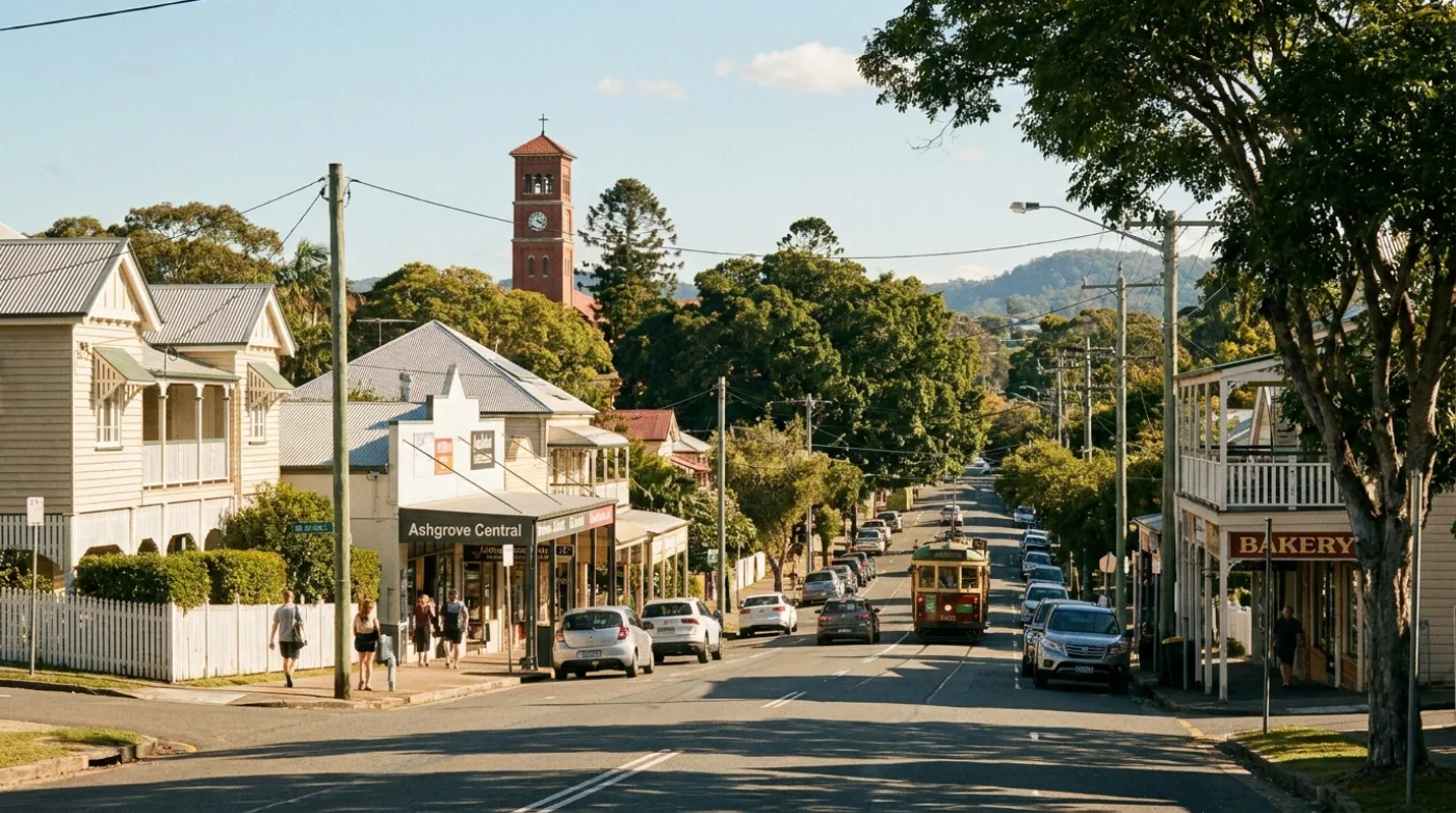 A local street scene in Ashgrove, Brisbane