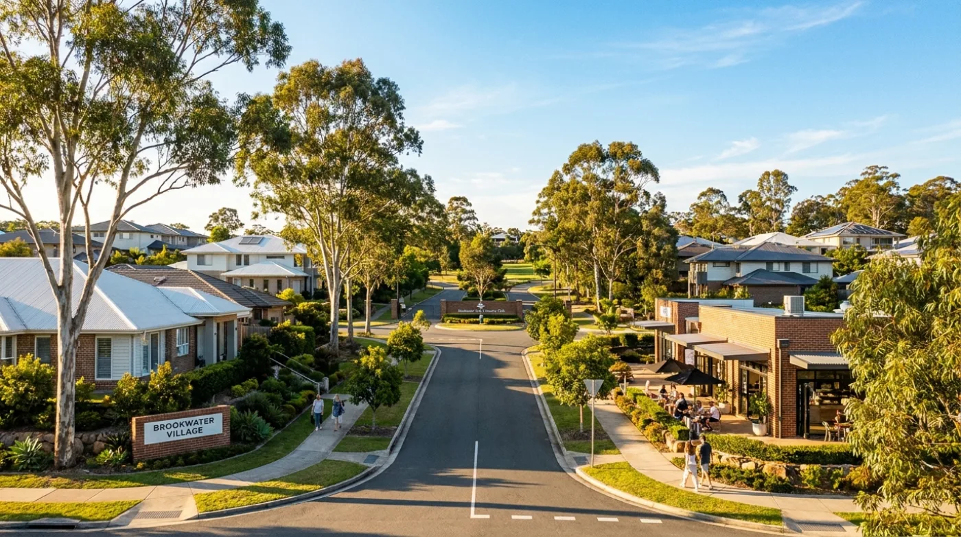 A local street scene in Brookwater, Brisbane