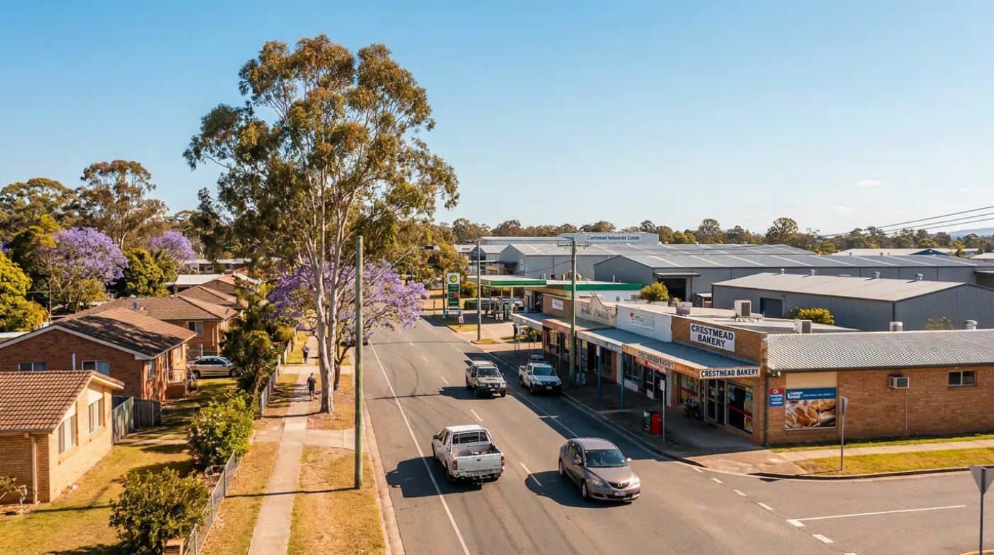 A local street scene in Crestmead, Brisbane
