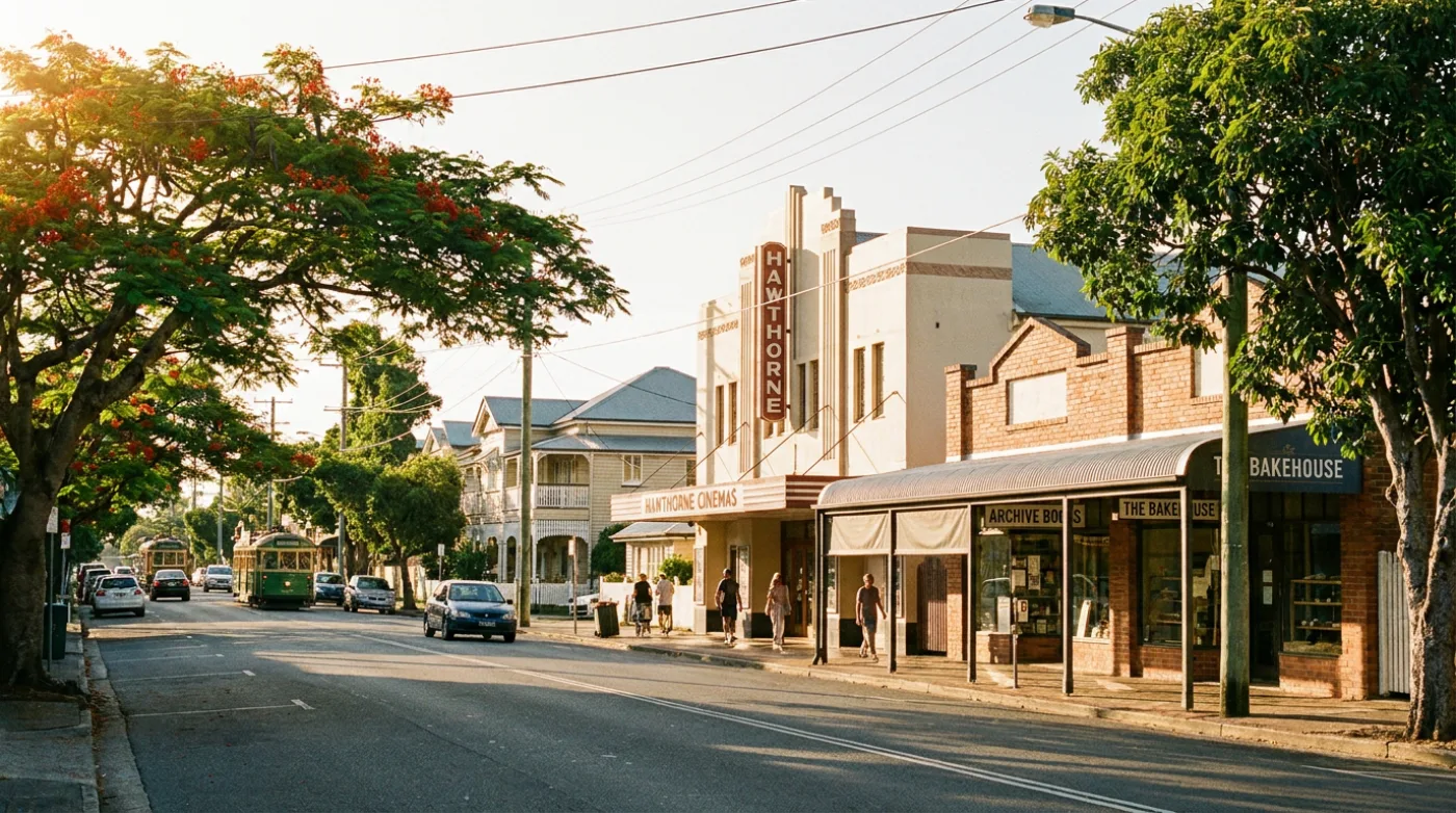 A local street scene in Hawthorne, Brisbane