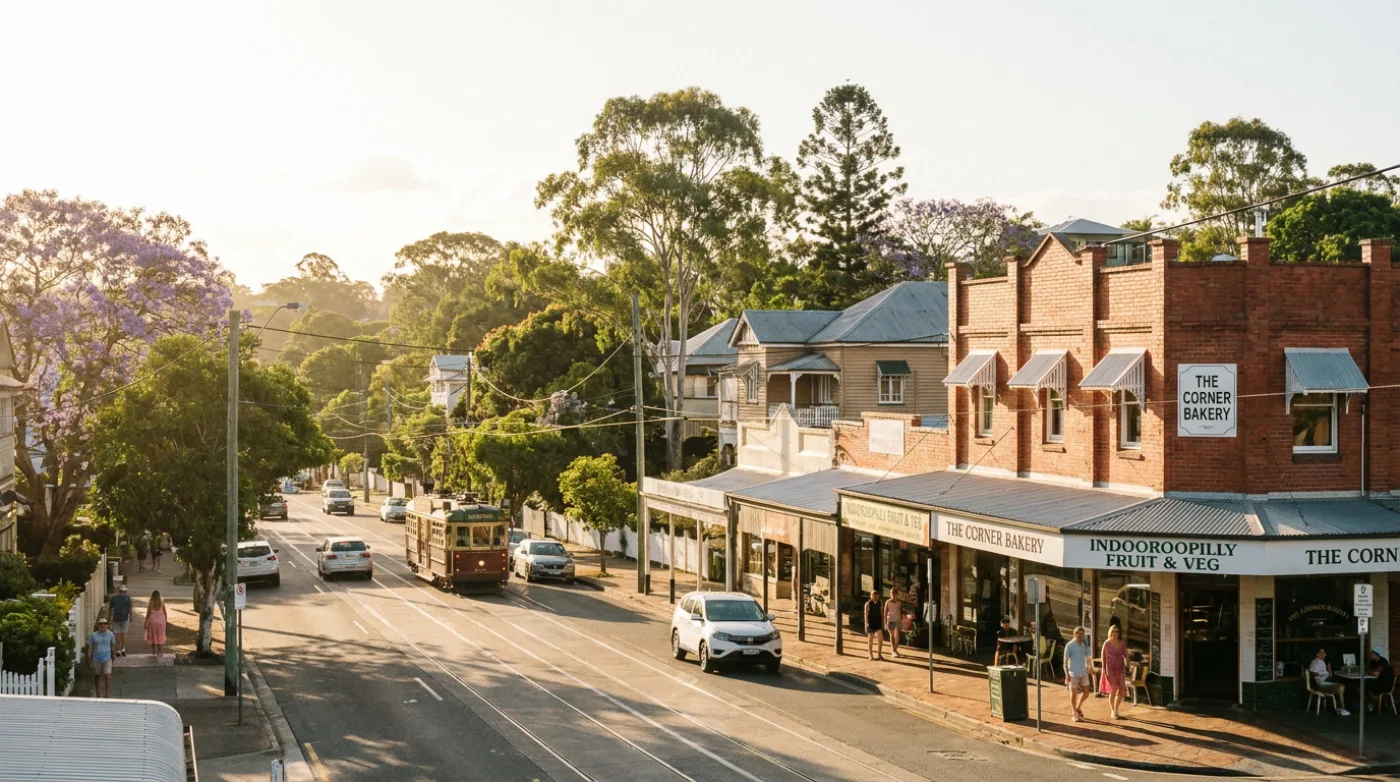 A local street scene in Indooroopilly, Brisbane