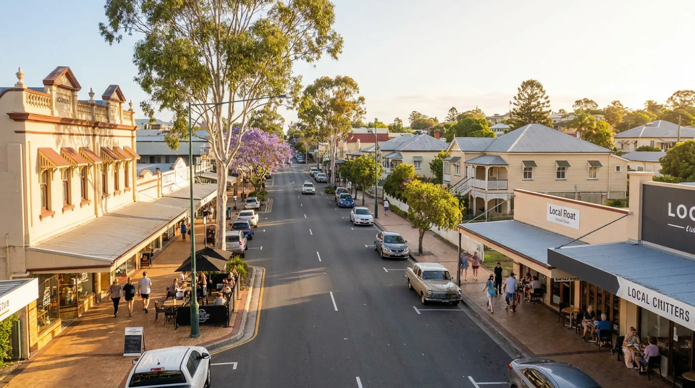 A local street scene in Ipswich, Brisbane