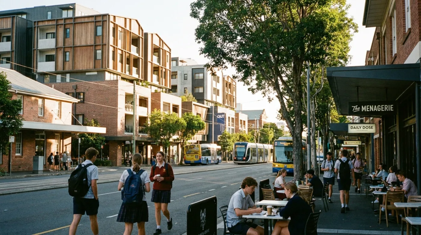 A local street scene in Kelvin Grove, Brisbane