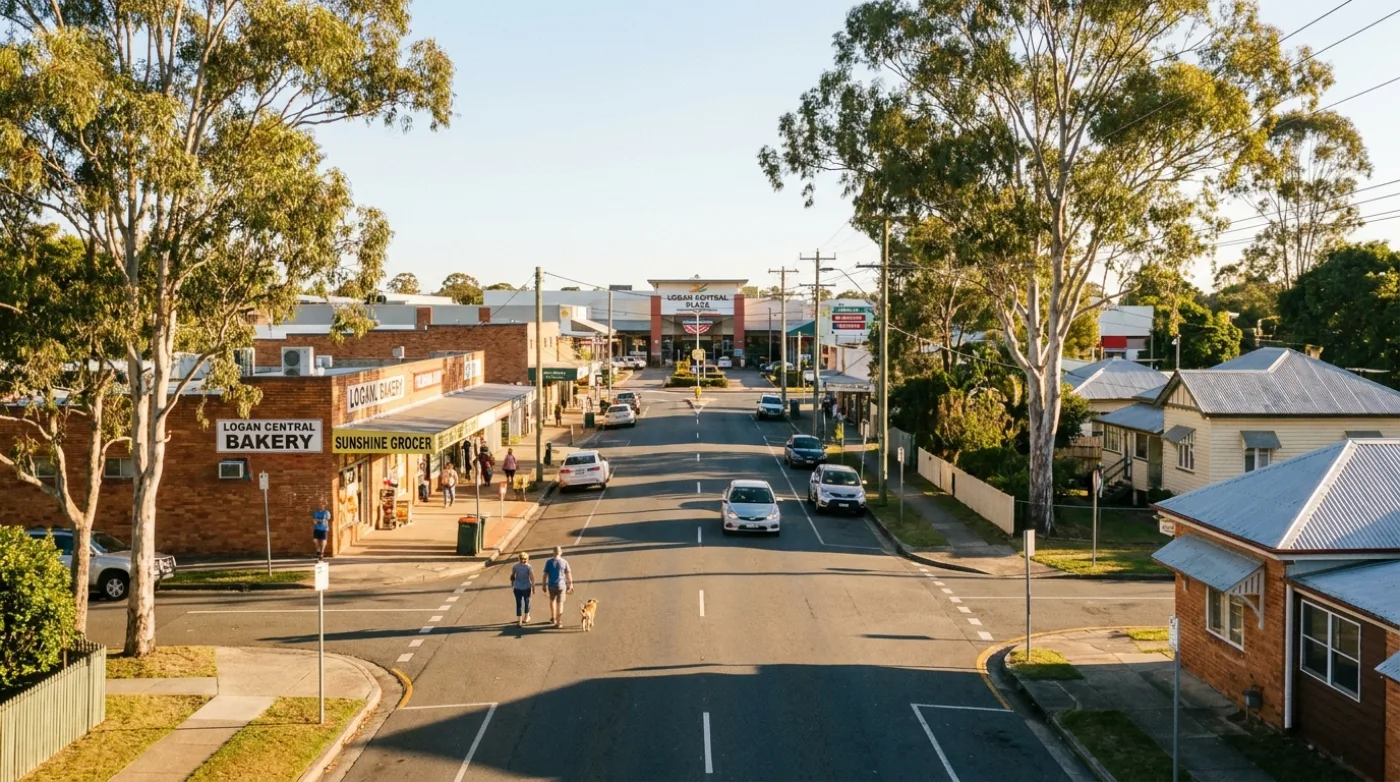 A local street scene in Logan Central, Brisbane