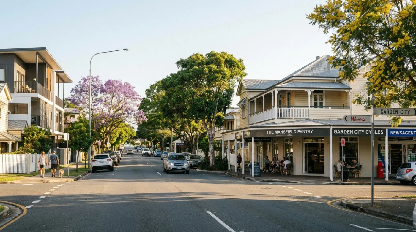 A local street scene in Mansfield, Brisbane