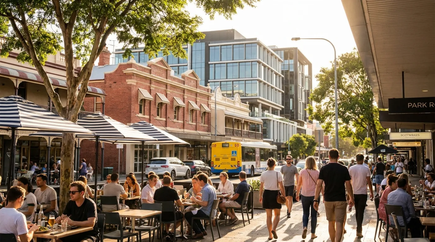 A local street scene in Milton, Brisbane