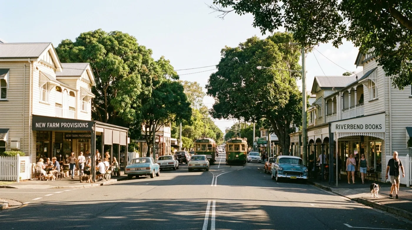 A local street scene in New Farm, Brisbane