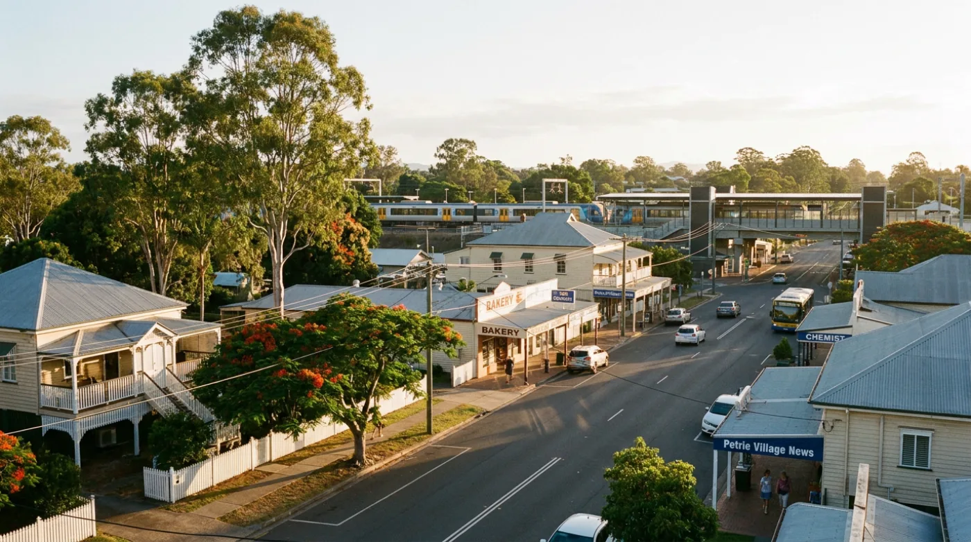 A local street scene in Petrie, Brisbane