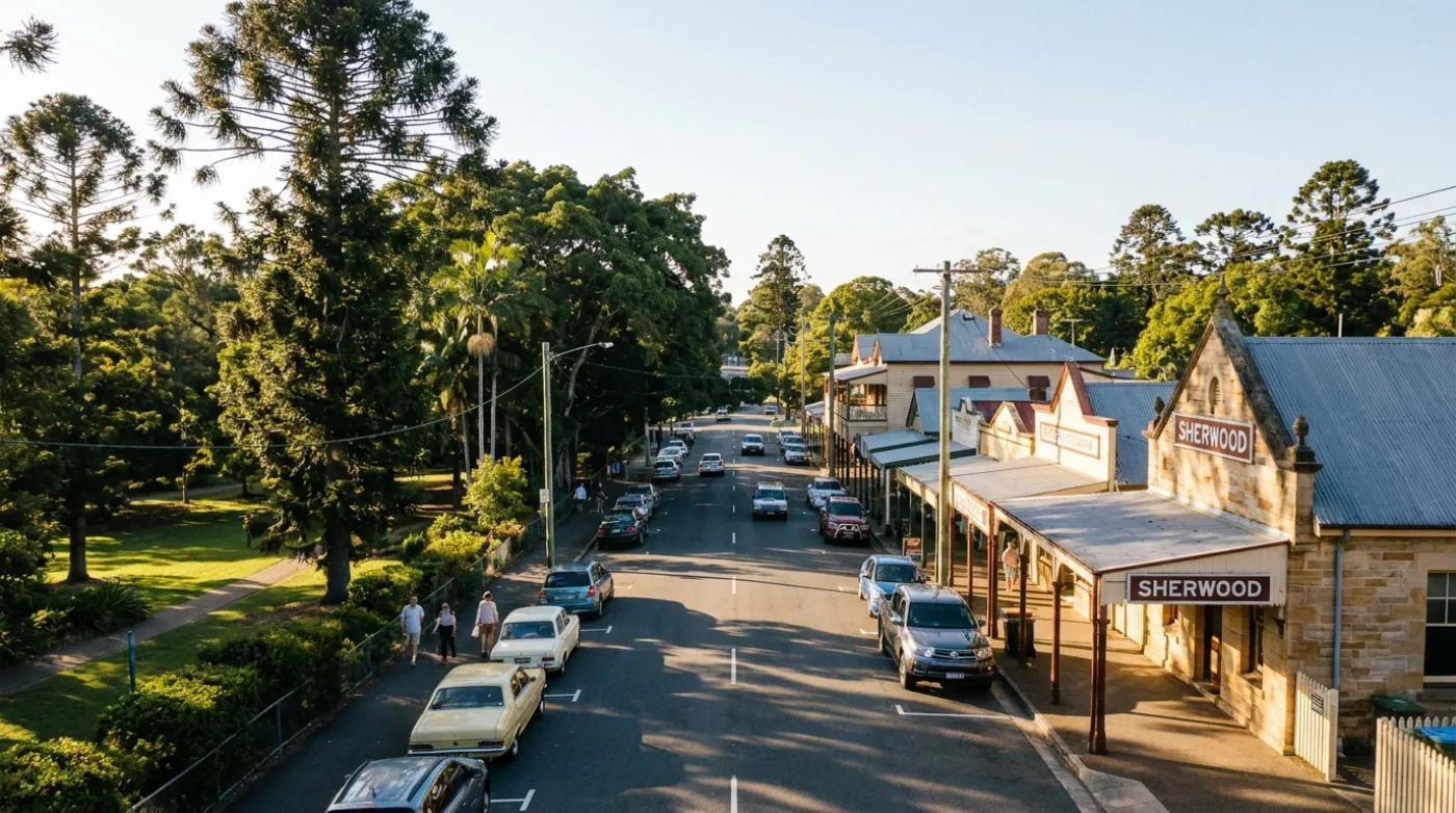 A local street scene in Sherwood, Brisbane