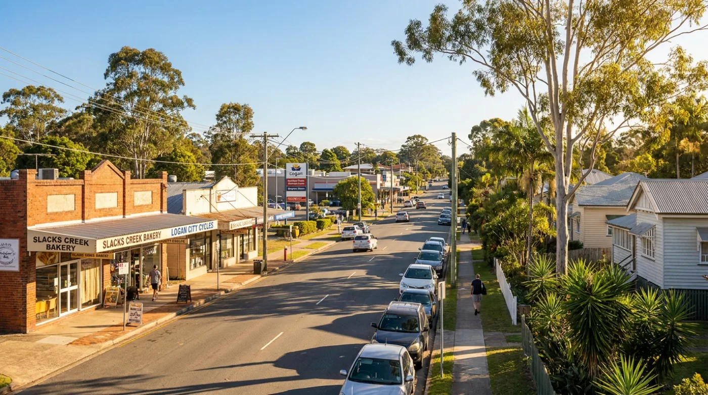 A local street scene in Slacks Creek, Brisbane