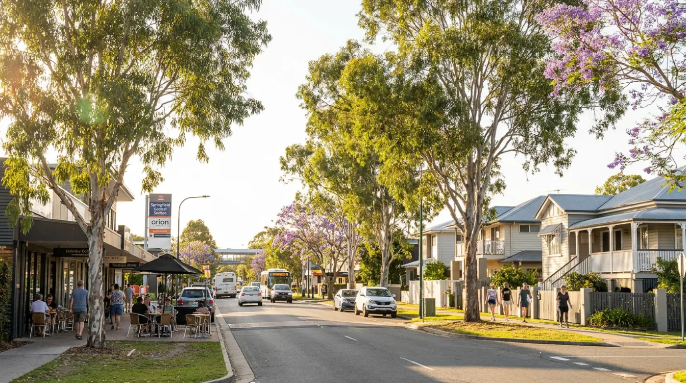 A local street scene in Springfield, Brisbane