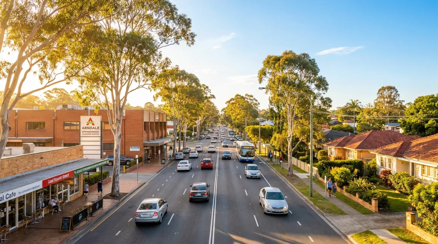 A local street scene in Springwood, Brisbane