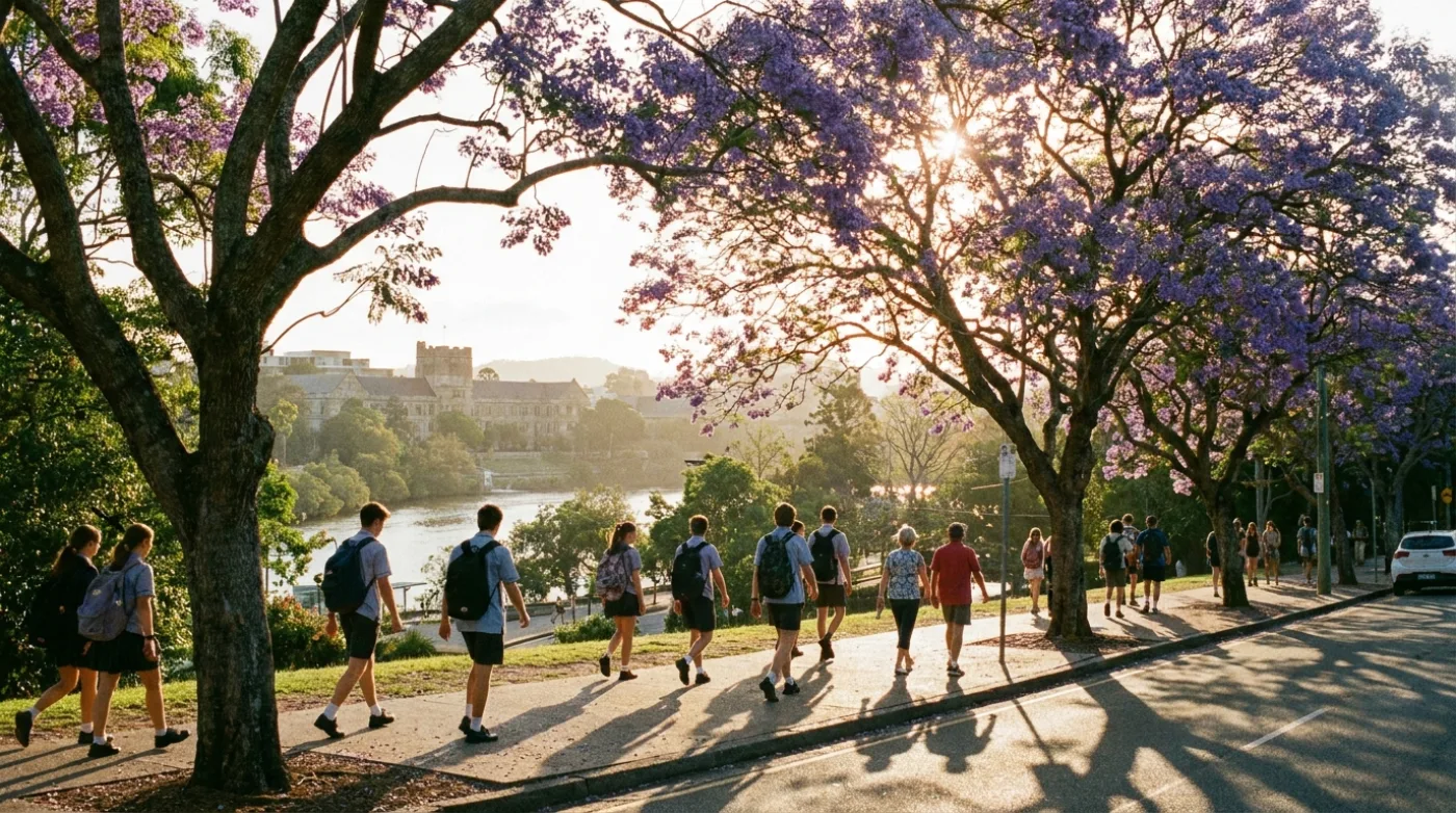 A local street scene in St Lucia, Brisbane
