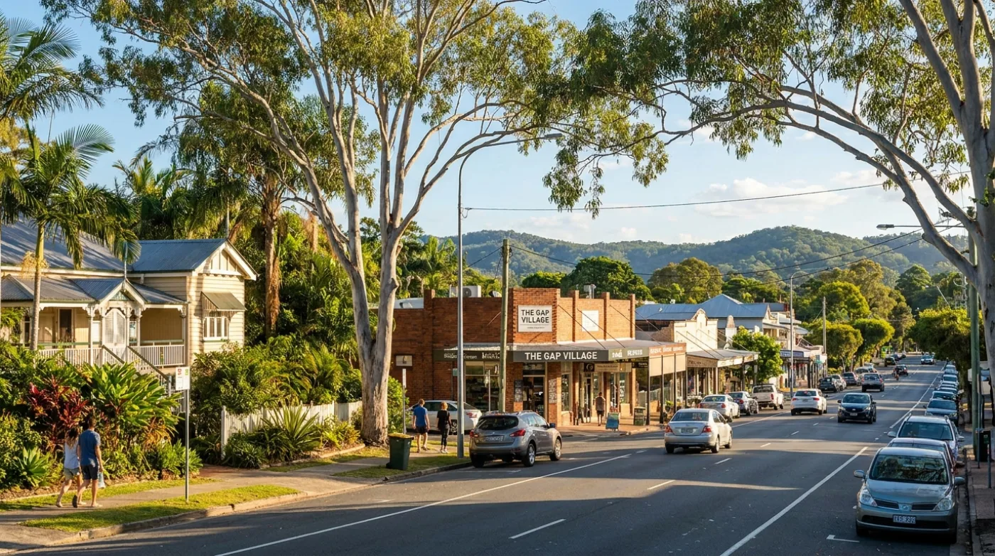 A local street scene in The Gap, Brisbane