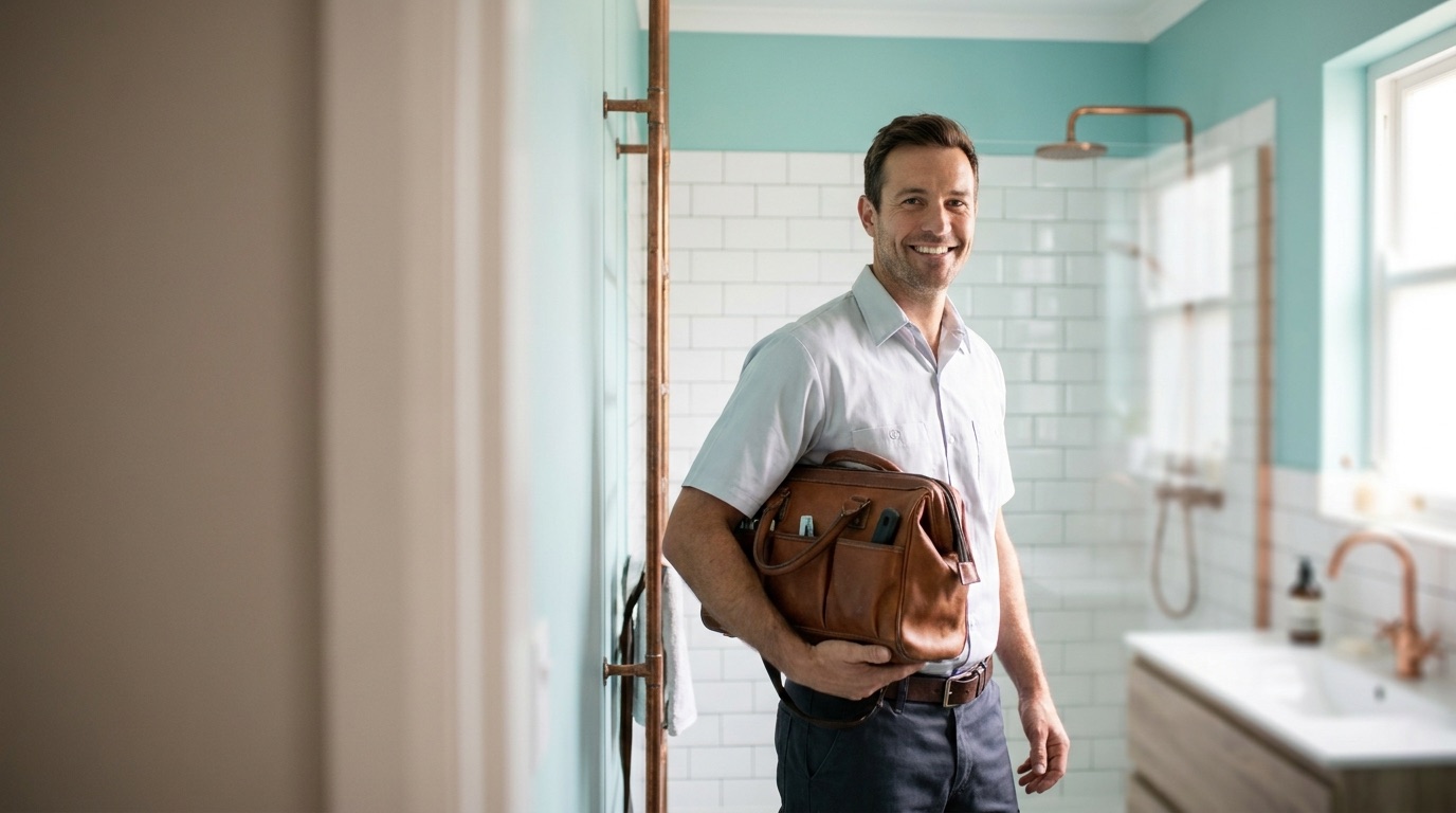 Premium plumber portrait