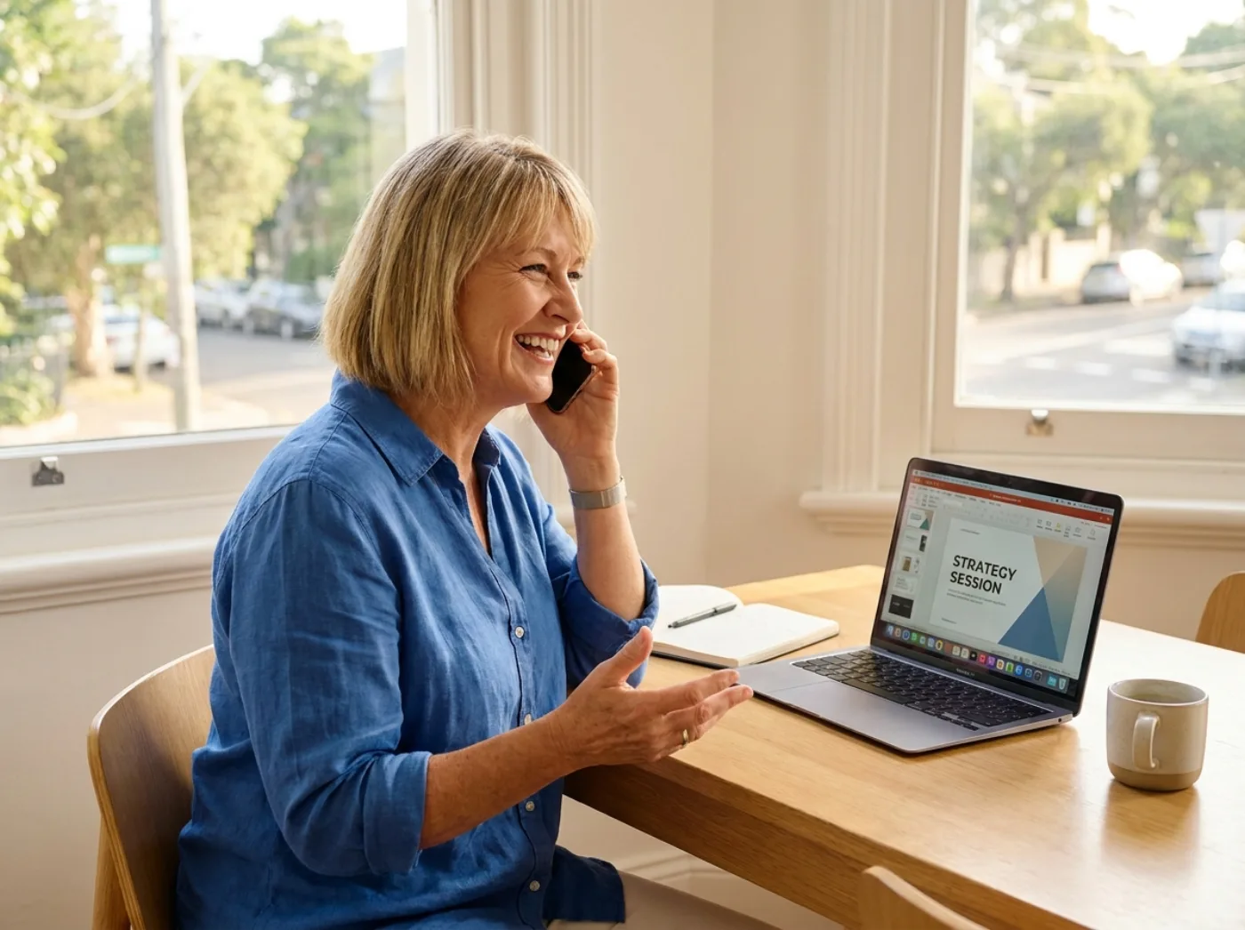 Friendly marketing consultant on a free strategy call