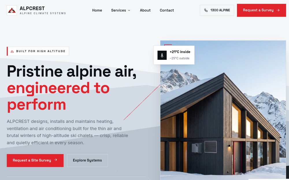 Alpcrest HVAC website