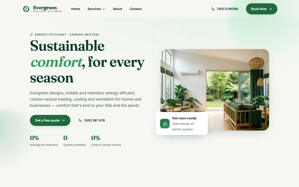 Evergreen HVAC website
