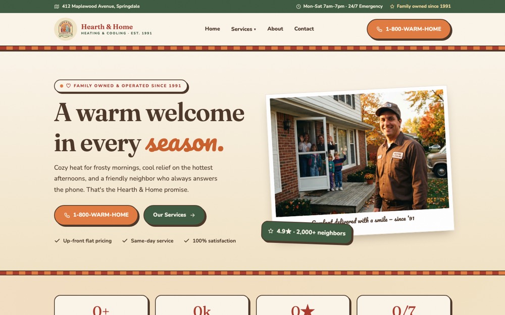 Hearth & Home HVAC website