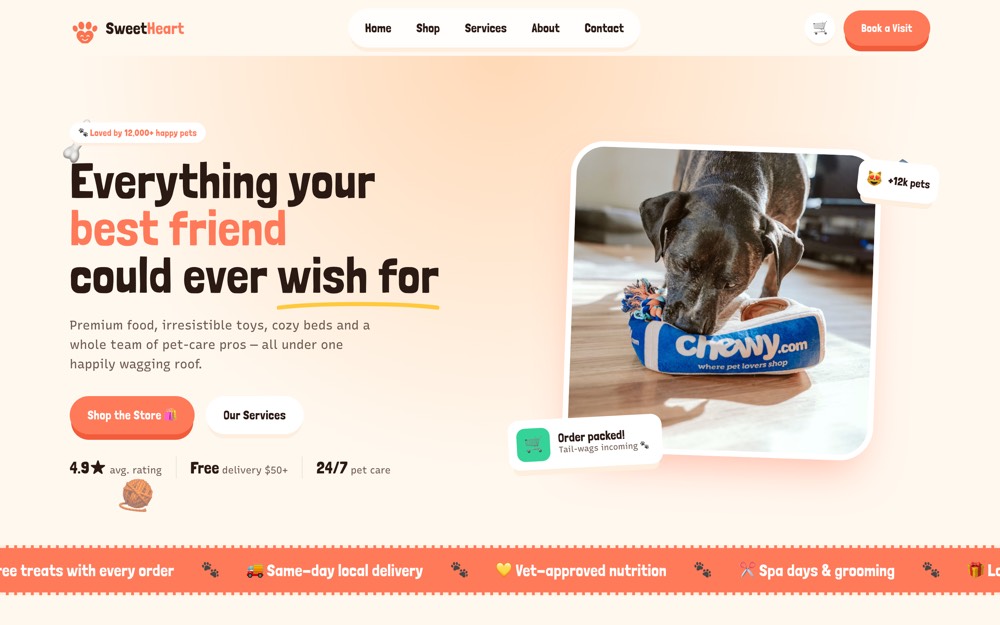 SweetHeart Pets website