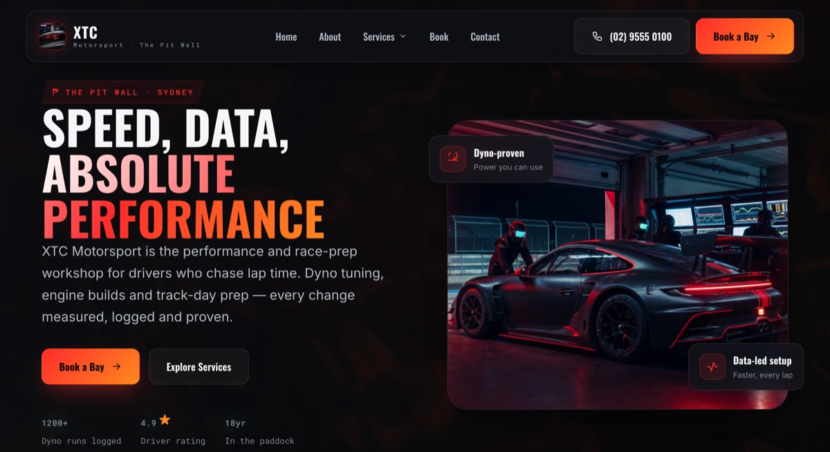 XTC Motorsport — website demo