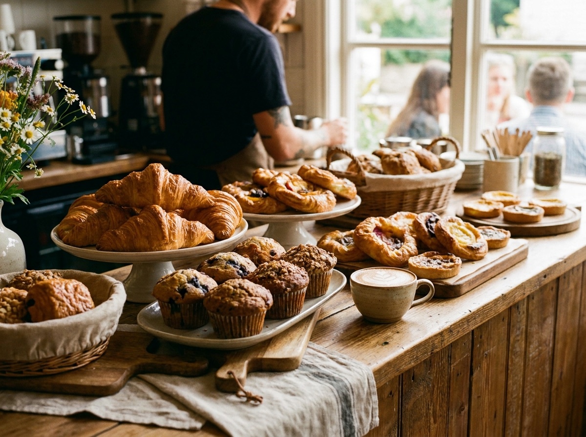 Fresh pastries on the counter