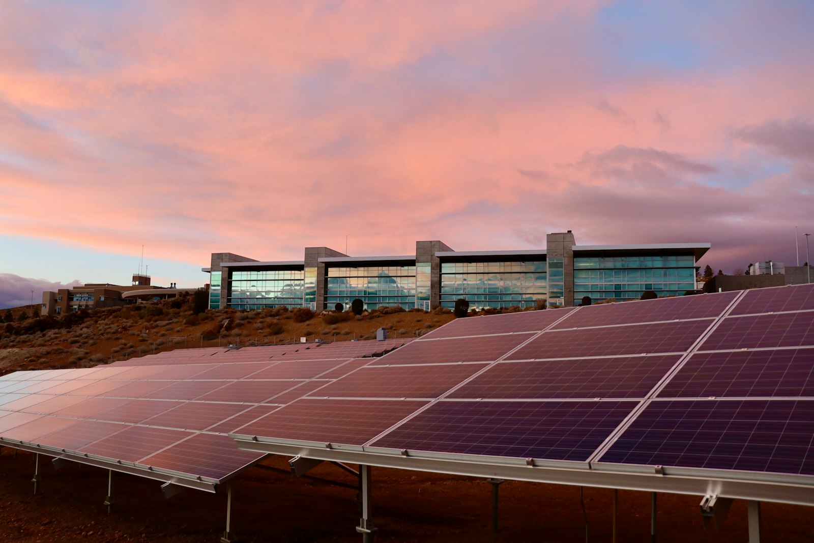 Aerial view of a solar farm