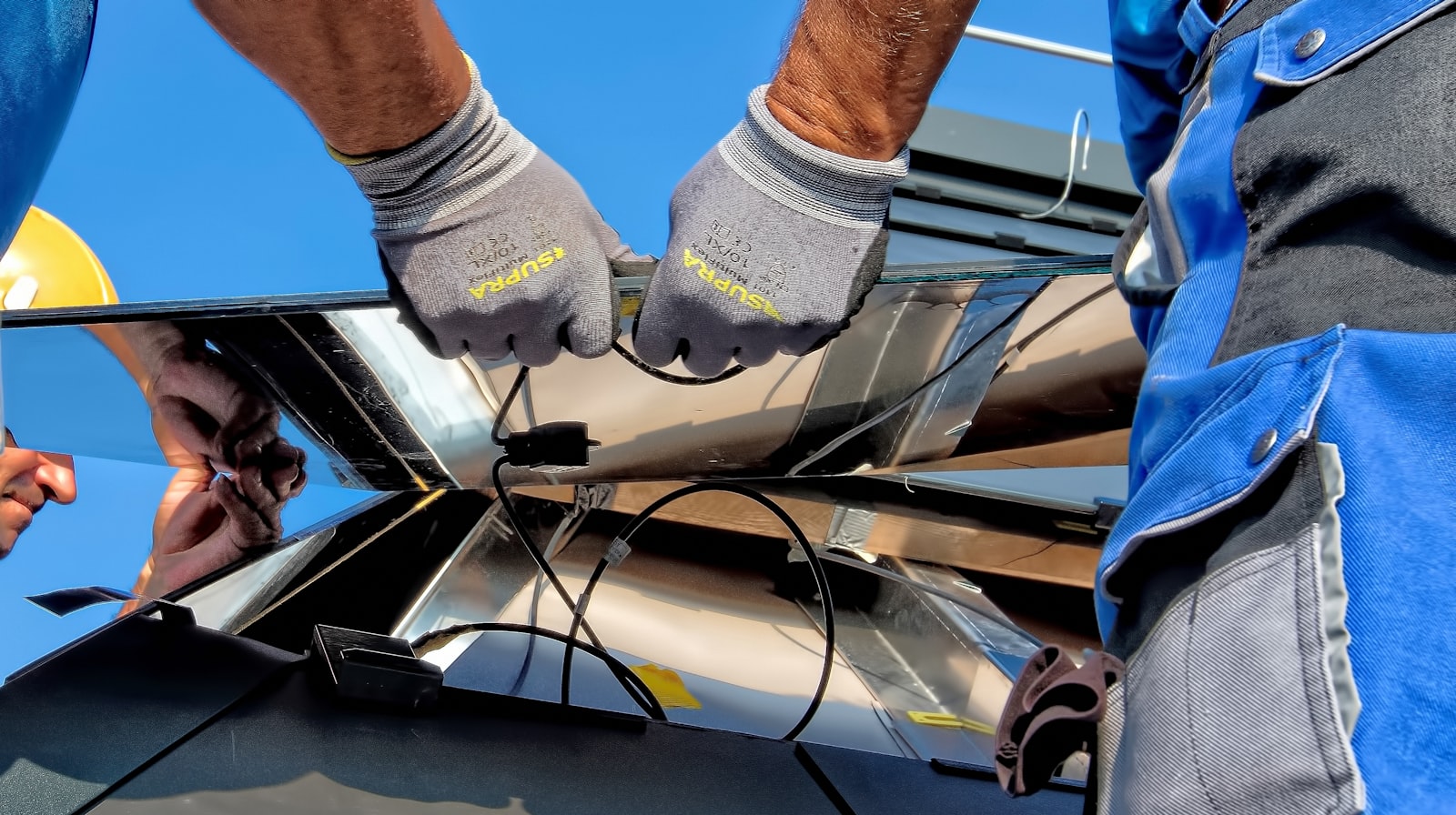 Solar panels under a clear sky