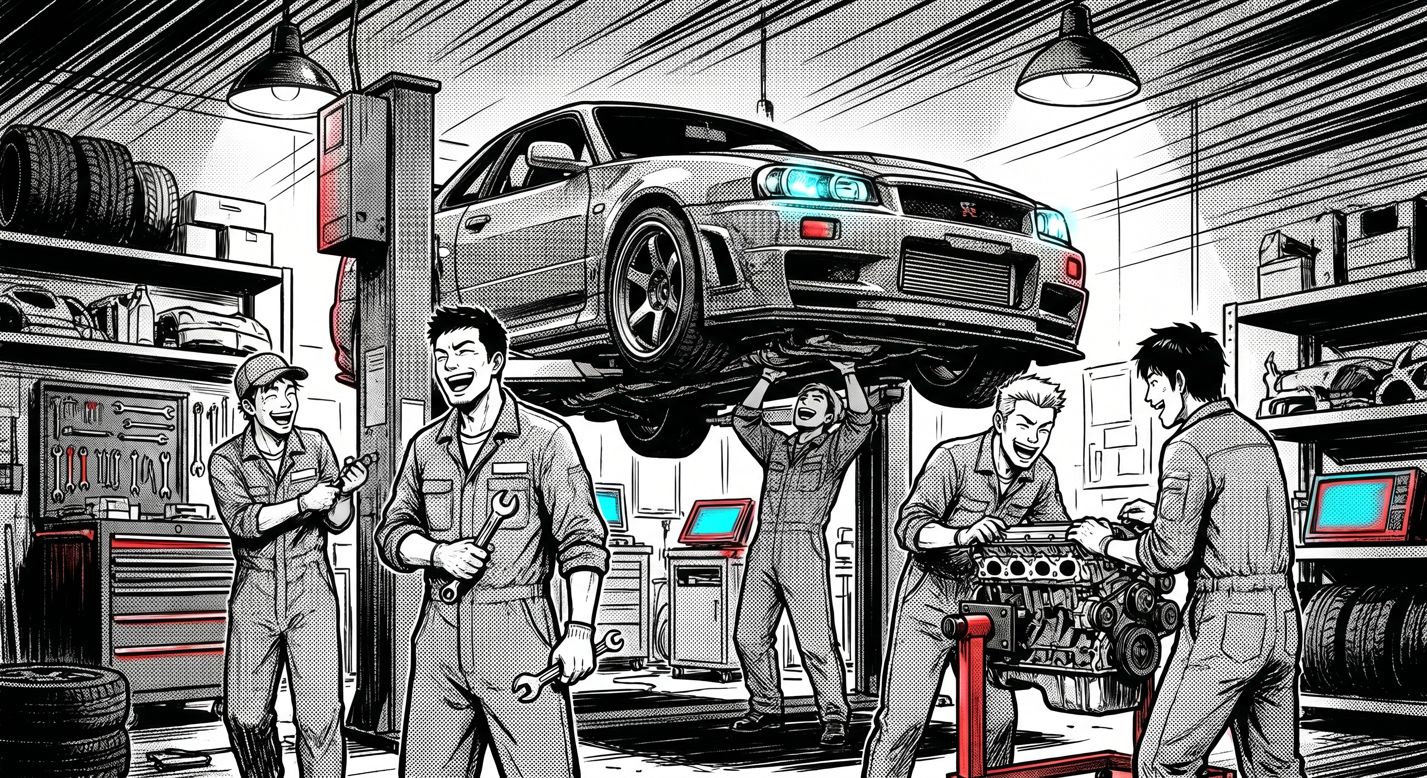 The JD Garage crew at work