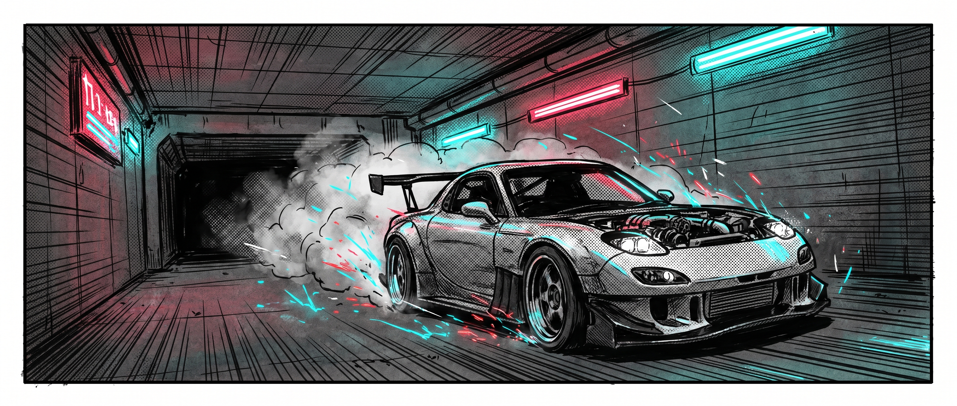 Tuned JDM coupe launching from the JD Garage workshop