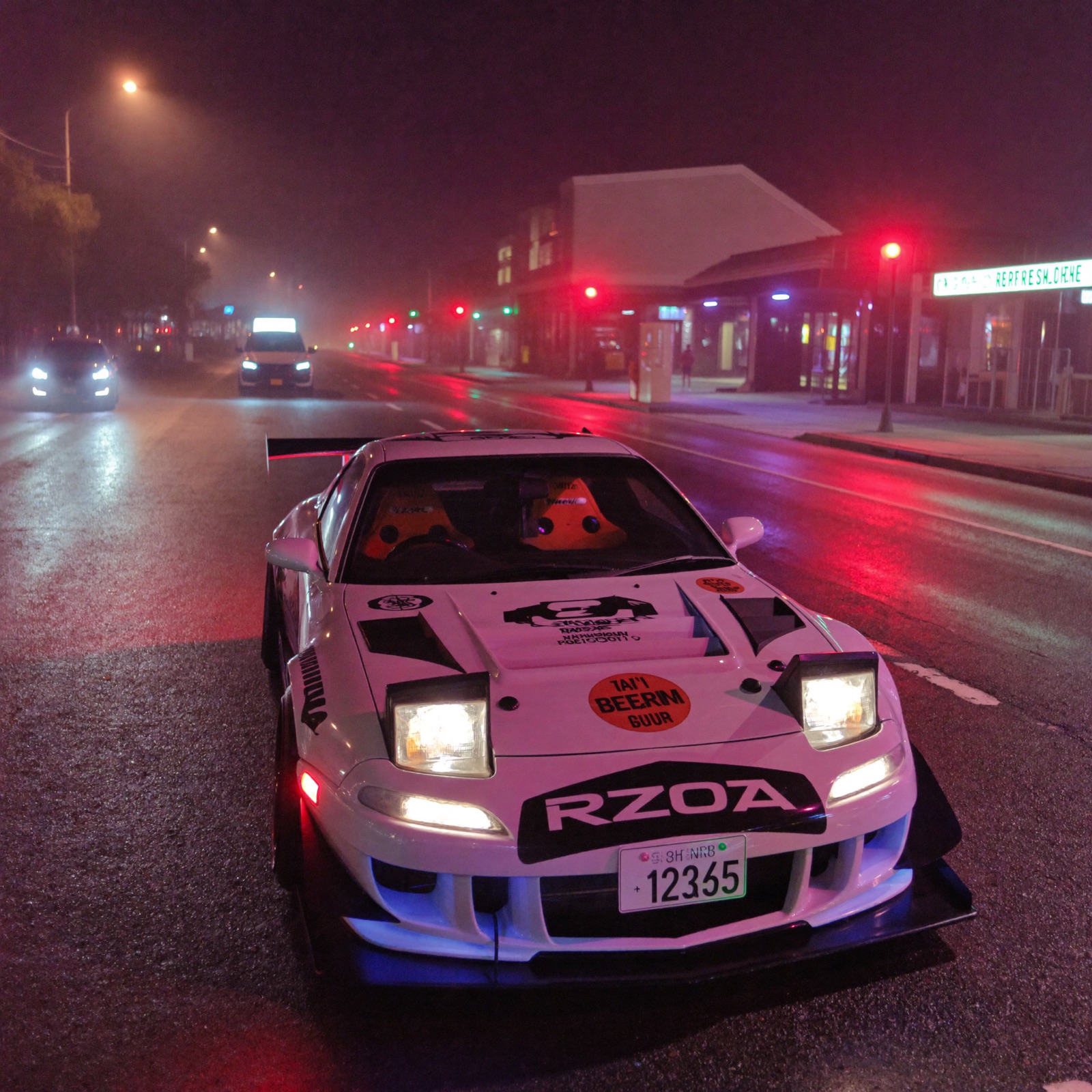 Customer JDM build under neon lights
