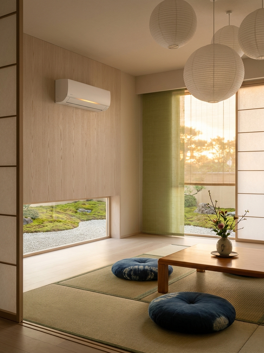 A serene room with a Nagomi ductless mini split