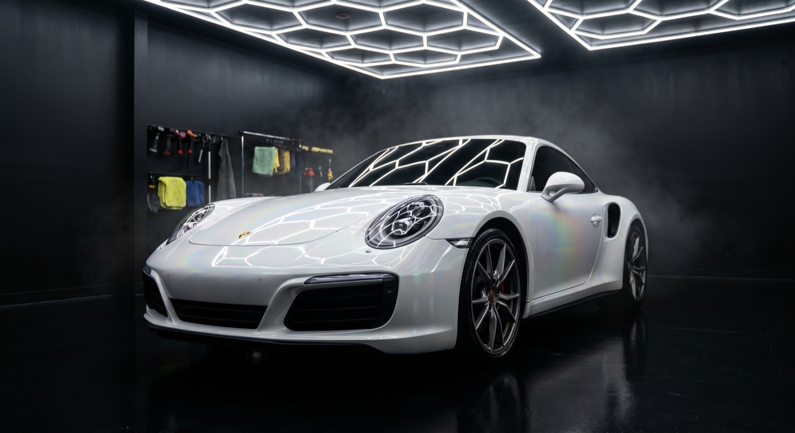 Sports car gloss restoration — before
