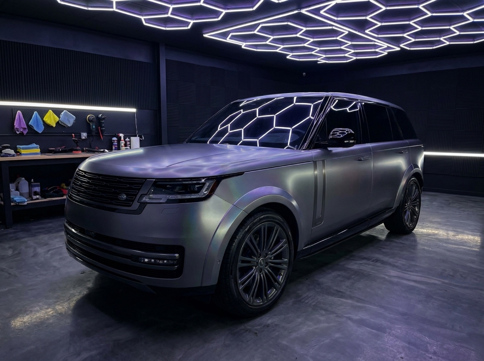 Matte stealth paint protection film on an SUV