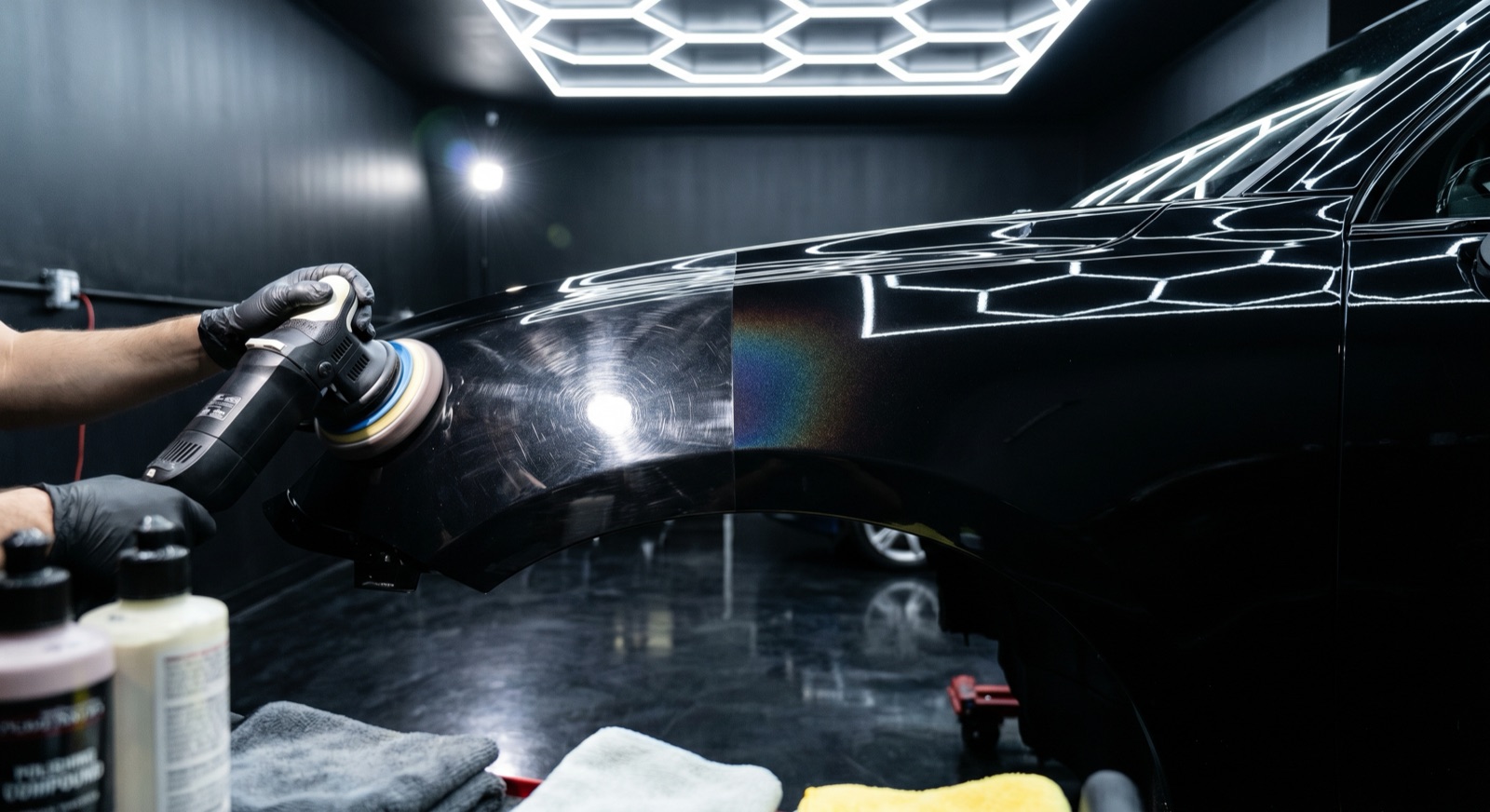 Multi-stage machine paint correction — before