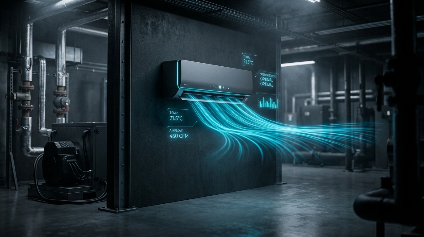 Vanta smart HVAC system with cyan airflow data